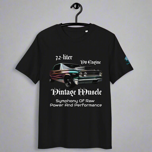 Vintage Muscle Car T-Shirt – 7.2L V8 Power & Style by XGuidance Black 1