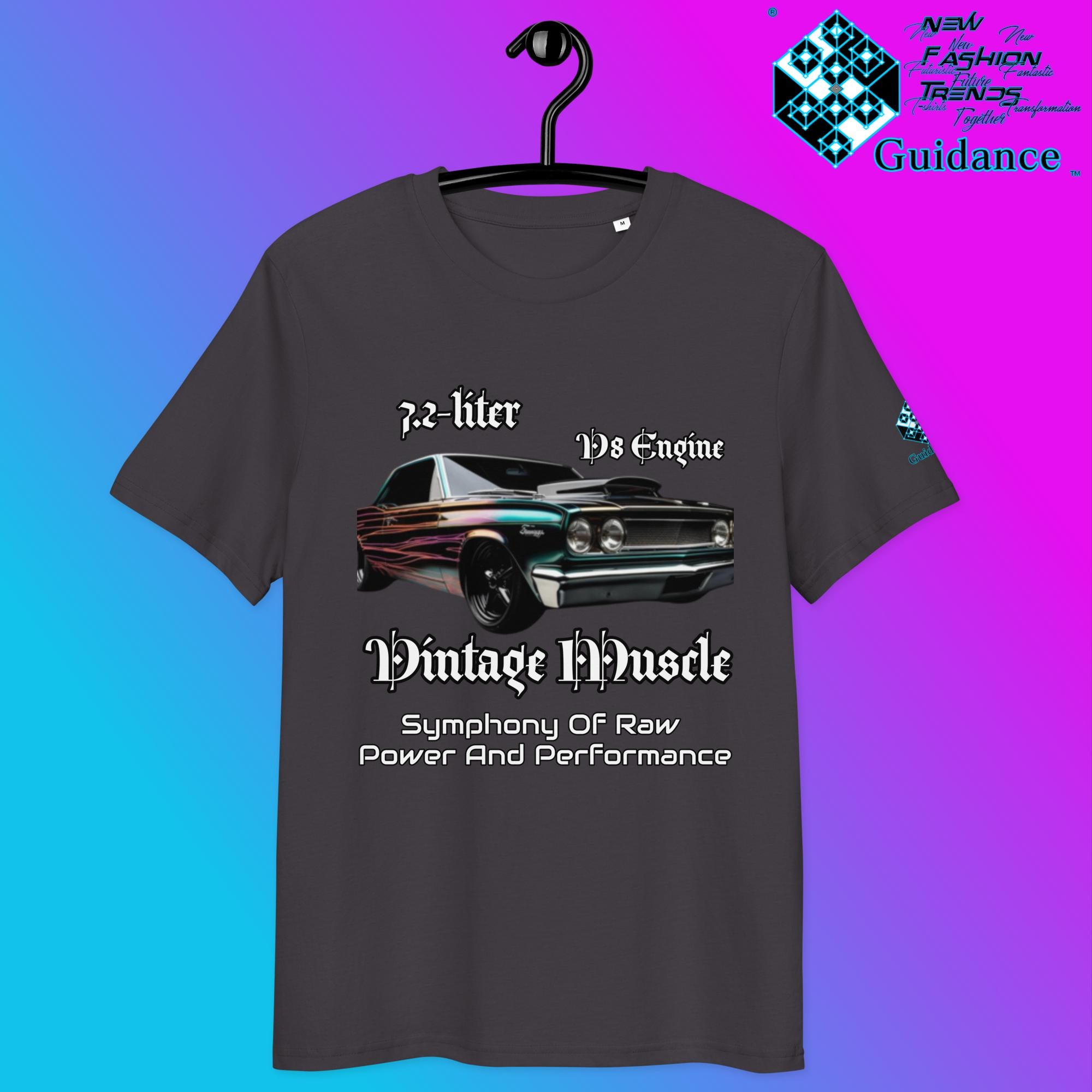 Vintage Muscle Car T-Shirt – 7.2L V8 Power & Style by XGuidance Anthracite 2