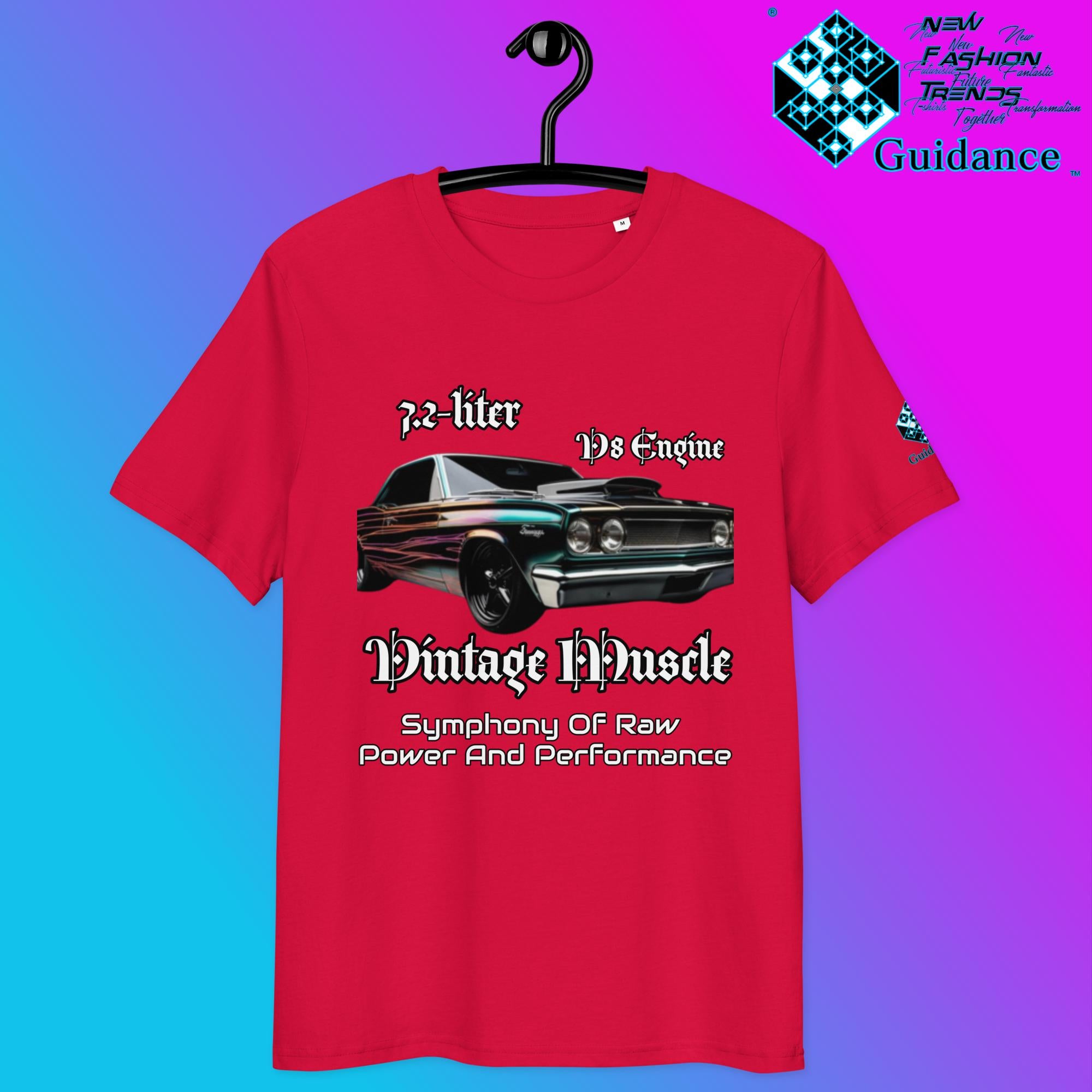 Vintage Muscle Car T-Shirt – 7.2L V8 Power & Style by XGuidance Red 6