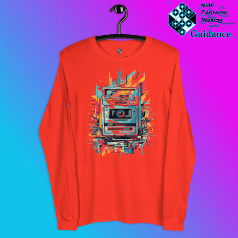 Vintage Snapshot Long Sleeve T-Shirt with Retro Camera Design by XGuidance Poppy 1