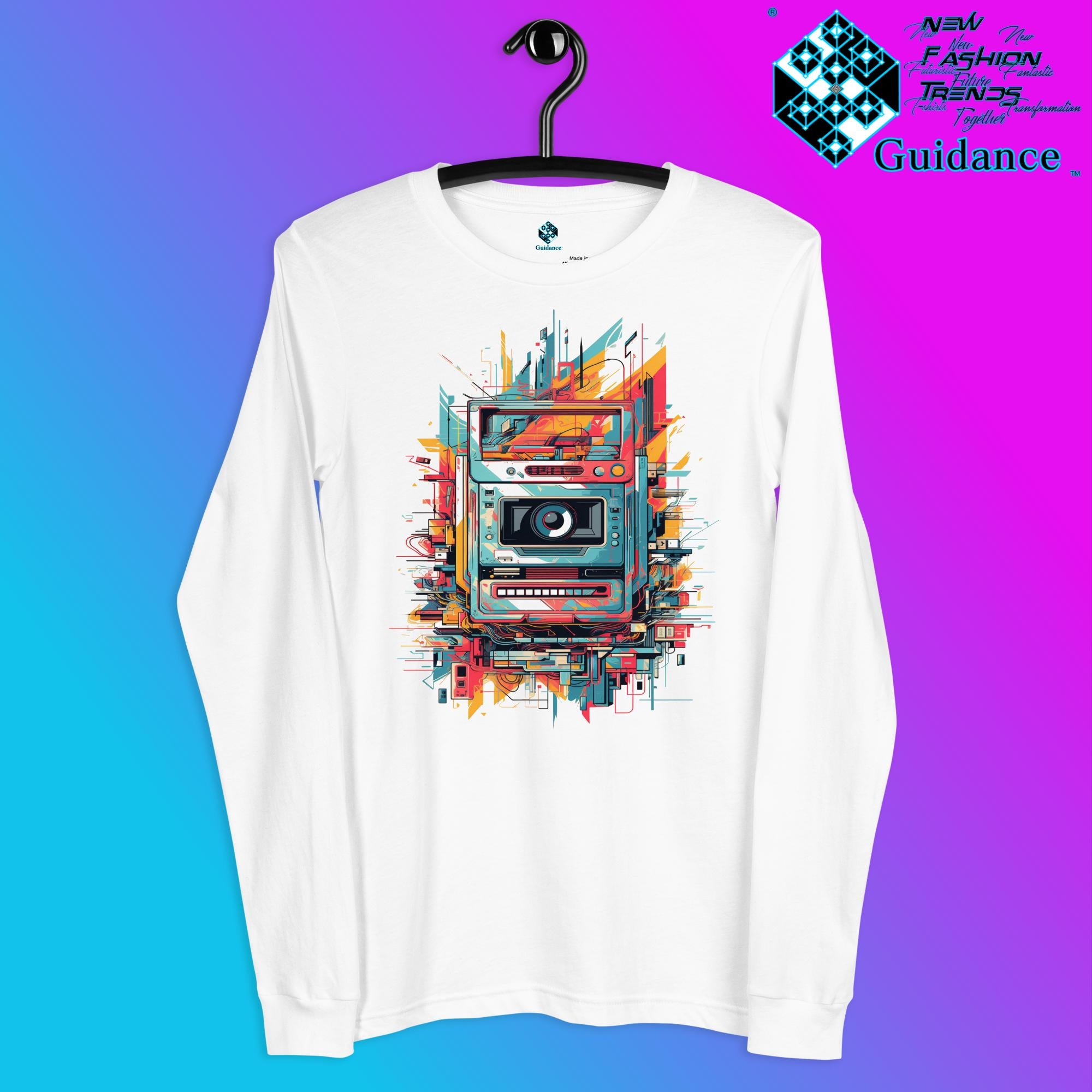 Vintage Snapshot Long Sleeve T-Shirt with Retro Camera Design by XGuidance White 2