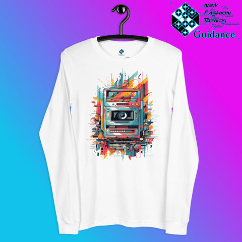 Vintage Snapshot Long Sleeve T-Shirt with Retro Camera Design by XGuidance White 2