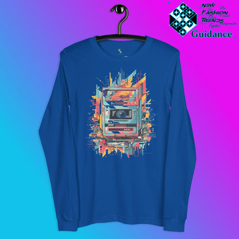 Vintage Snapshot Long Sleeve T-Shirt with Retro Camera Design by XGuidance True Royal 9