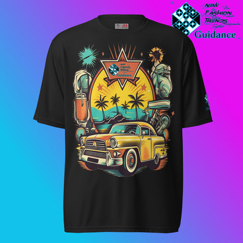 Vintage Voyage Retro Car & Palm T Shirt by XGuidance Black 1