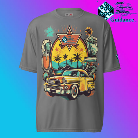 Vintage Voyage Retro Car & Palm T Shirt by XGuidance Graphite 3