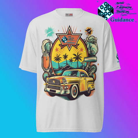 Vintage Voyage Retro Car & Palm T Shirt by XGuidance Silver 9