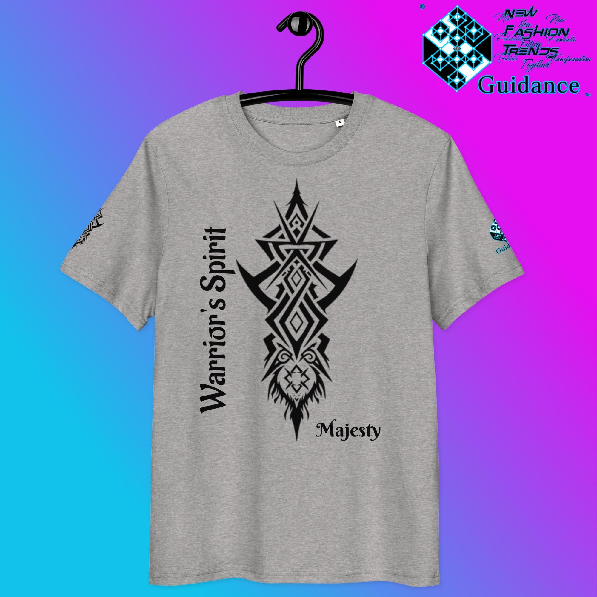 Warrior’s Spirit T-Shirt – Tribal Lion & Inner Strength by XGuidance Heather Grey 21