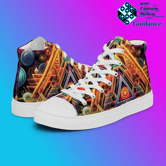 Whispers Of Eternity High Top Shoes – Artistic Streetwear Sneakers by XGuidance White 2