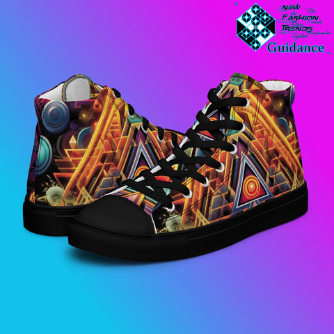 Whispers Of Eternity High Top Shoes – Artistic Streetwear Sneakers by XGuidance Black 4