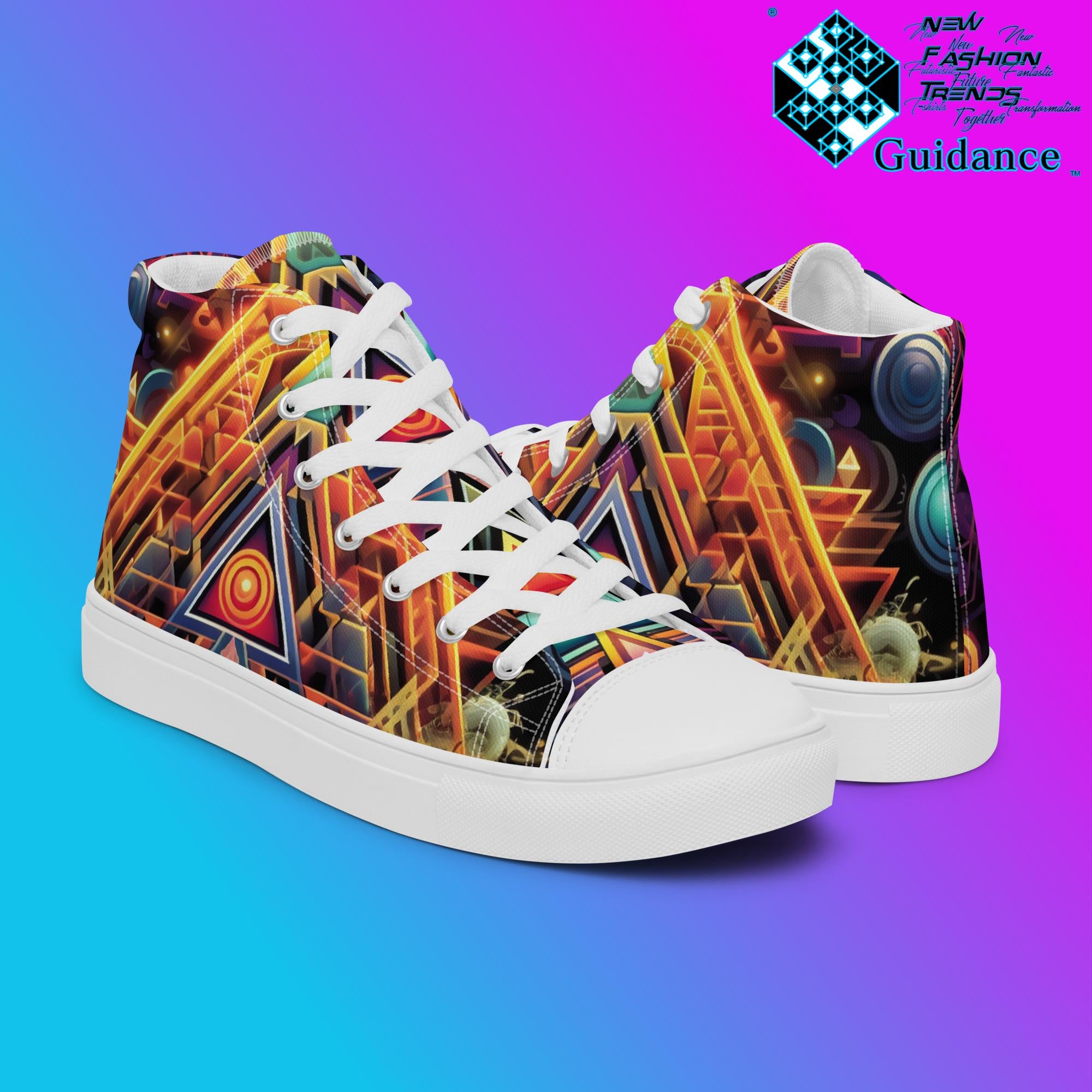 Whispers Of Eternity High Top Shoes – Artistic Streetwear Sneakers by XGuidance Black 7