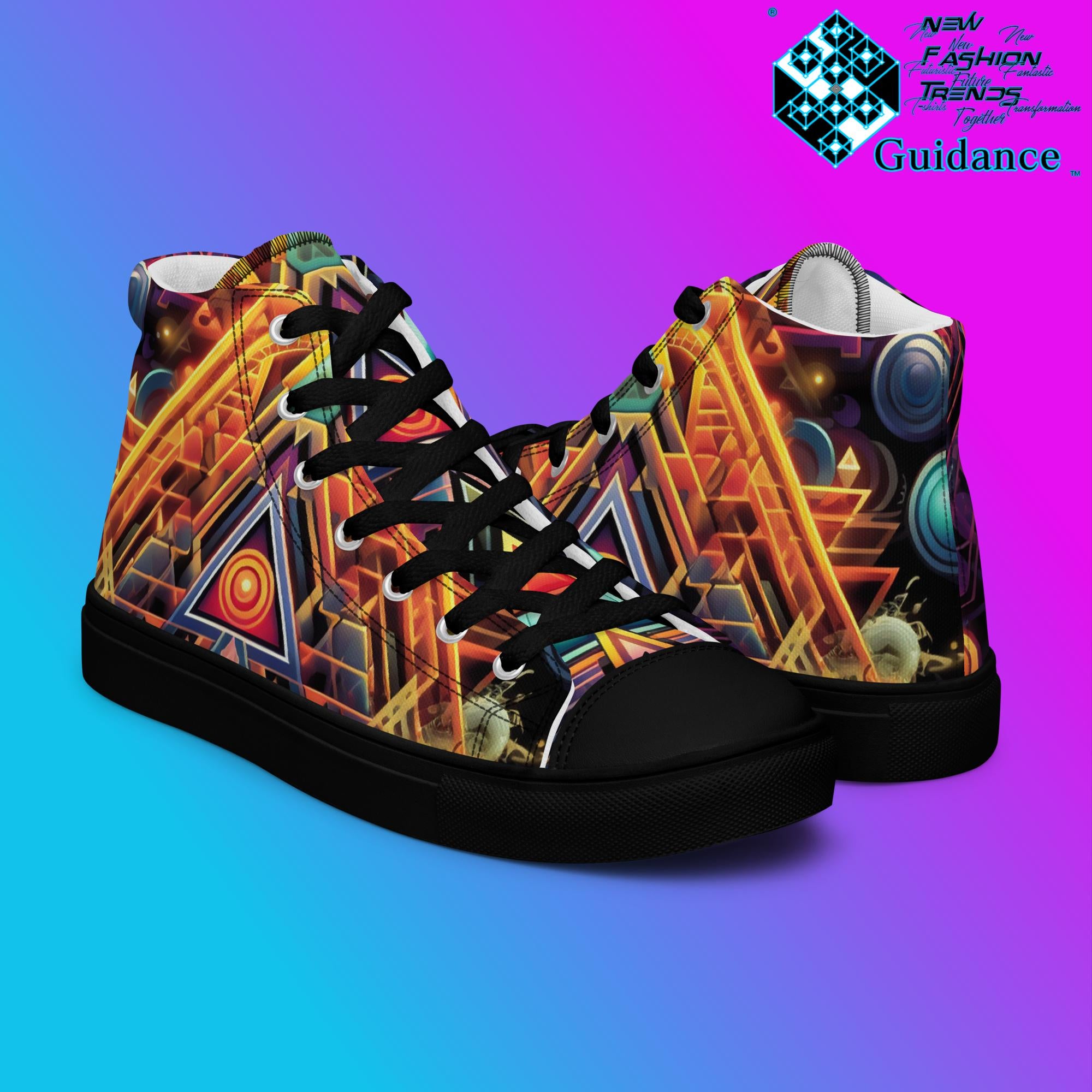 Whispers Of Eternity High Top Shoes – Artistic Streetwear Sneakers by XGuidance Black 8