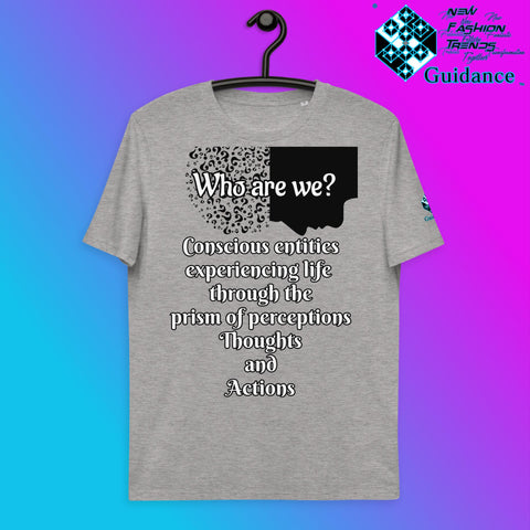 Who Are We T-Shirt with Consciousness Quote by XGuidance Heather Grey 4