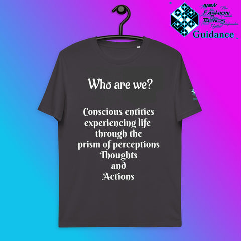 Who Are We T-Shirt with Consciousness Quote by XGuidance Anthracite 6