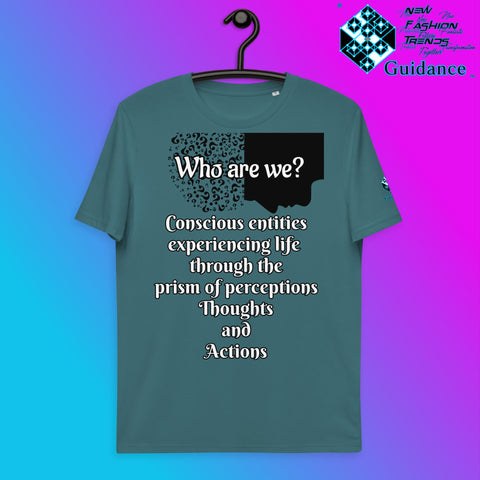 Who Are We T-Shirt with Consciousness Quote by XGuidance Stargazer 8