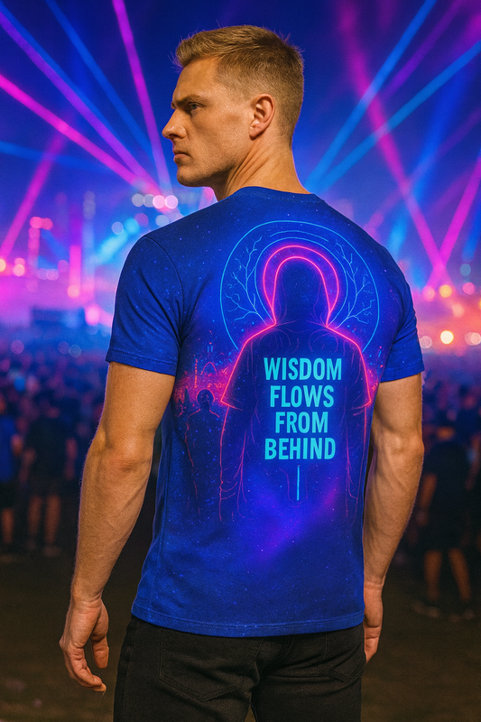 Wisdom Flows From Behind Backprint T-Shirt, Neon T-Shirts by XGuidance XS 1