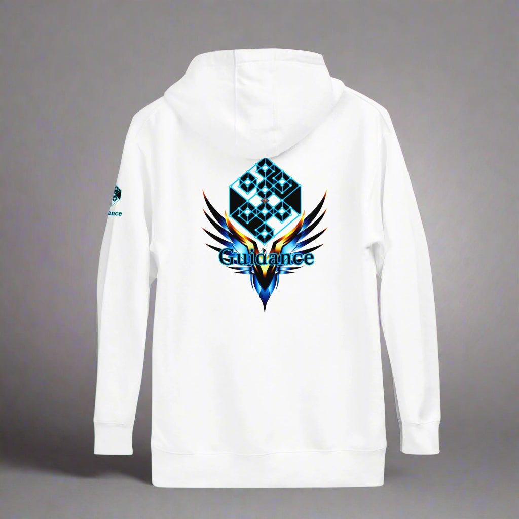 XGuidance Hoodie – Cosmic Grid and Wings Design by XGuidance White 1