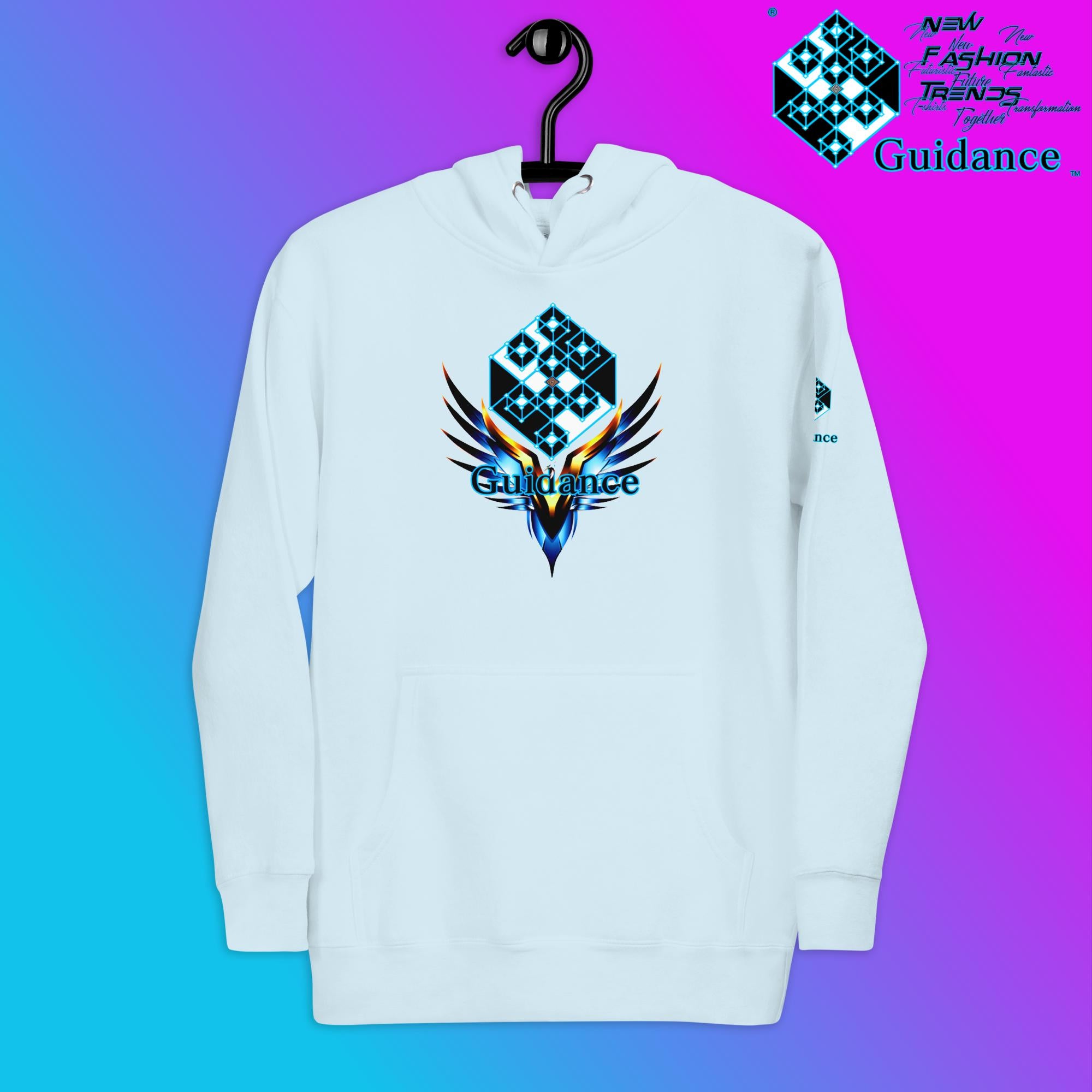 XGuidance Hoodie – Cosmic Grid and Wings Design by XGuidance Sky Blue 4
